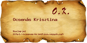 Ocsenás Krisztina névjegykártya