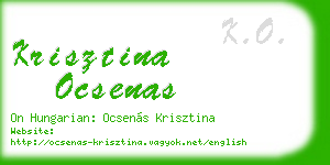 krisztina ocsenas business card